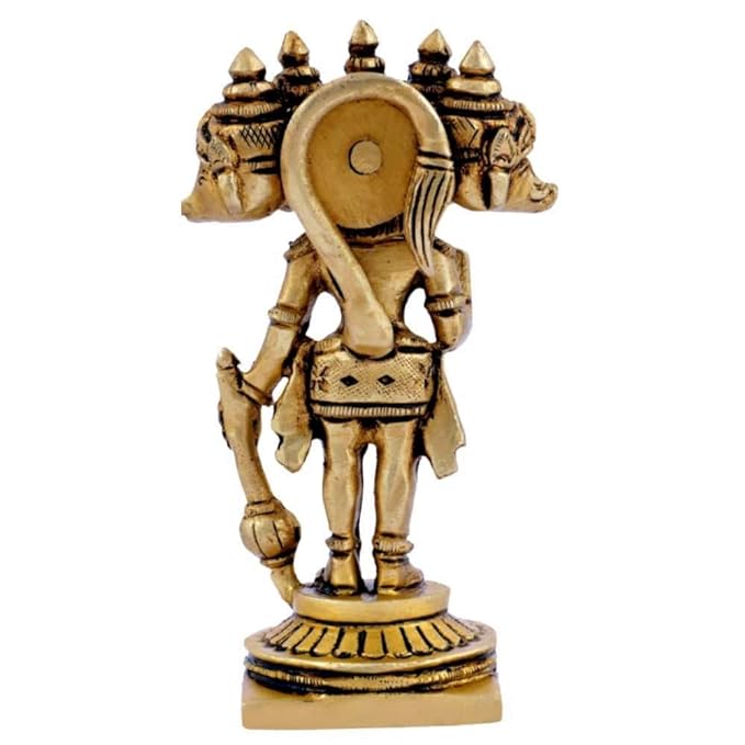 Brass Sacred Panchmukhi Hanuman Idol - 4-inch