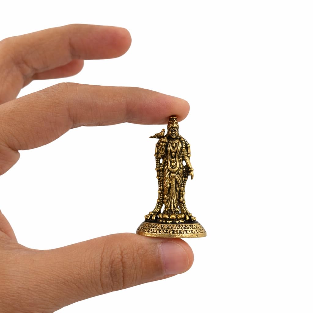 Brass Meenakshi Amman Idol | 1.5 Inch | Small Maa Madurai Amman Murti |Tamil | Temple | Miniature |