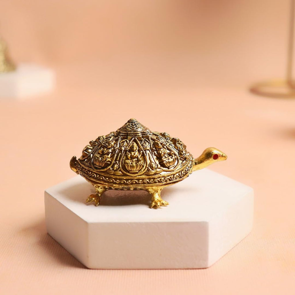 Finecrafted Brass Kachua for Good Luck | 2 Inch |  Ashta Lakshmi | Turtle Showpiece