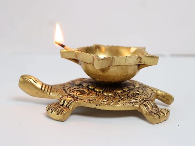 Tortoise Oil Lamp Diya (Brass) 5.5 Inch
