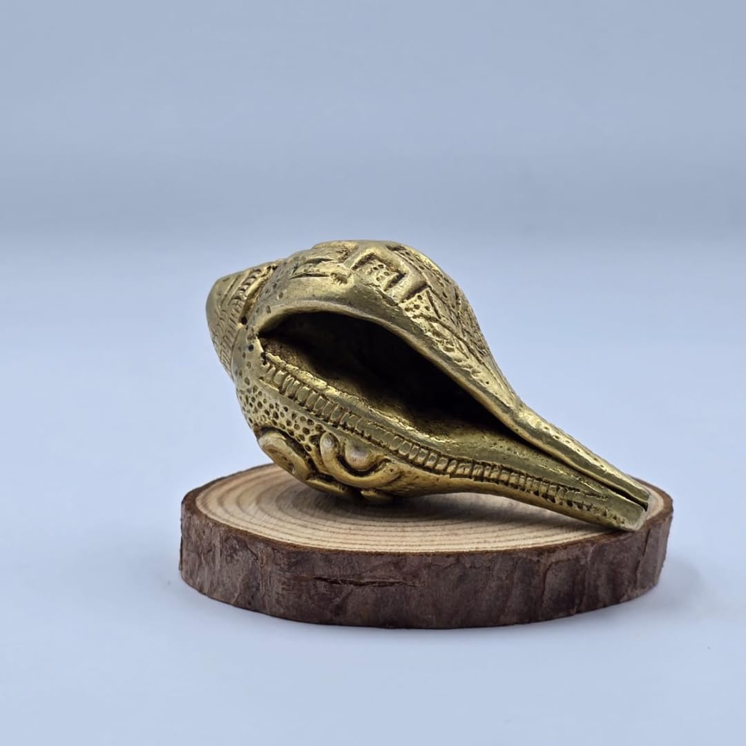 Brass Shankh | 2.5 Inch | Om Swastik Design | Decorative Conch Shell | Murti |  Vastu | Puja Samagri | शंख |