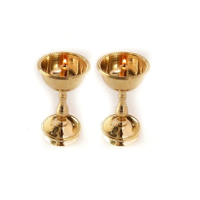 Brass Udupi Nanda Akhand Jyoth Diya (Pack of 2)
