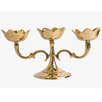 Triple Lotus Diya Stand | 8.5 Inch | Traditional Oil Lamp for Puja 3-Wick | Kuthu Vilakku Decoration