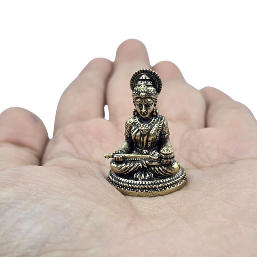 Small Brass Maa Annapurna Minature Idol | 1 Inch |  Car Dashboard | Pooja Room |