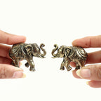 Brass Elephant Idol Pair | 1.5 Inch | Pack of 2 | Minature Statue for Good Luck | Feng Shui |