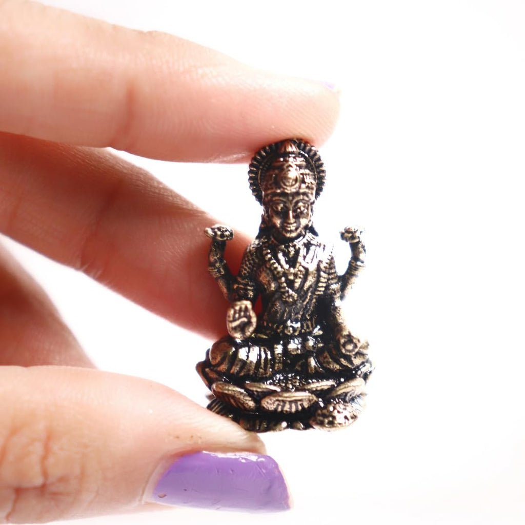 Brass Laxmi Goddess Miniature Idol | 1 Inch | Pital | Home and Office | Devi MATA | Laxmi Ji Ki Murti | Lakshmi Devi |