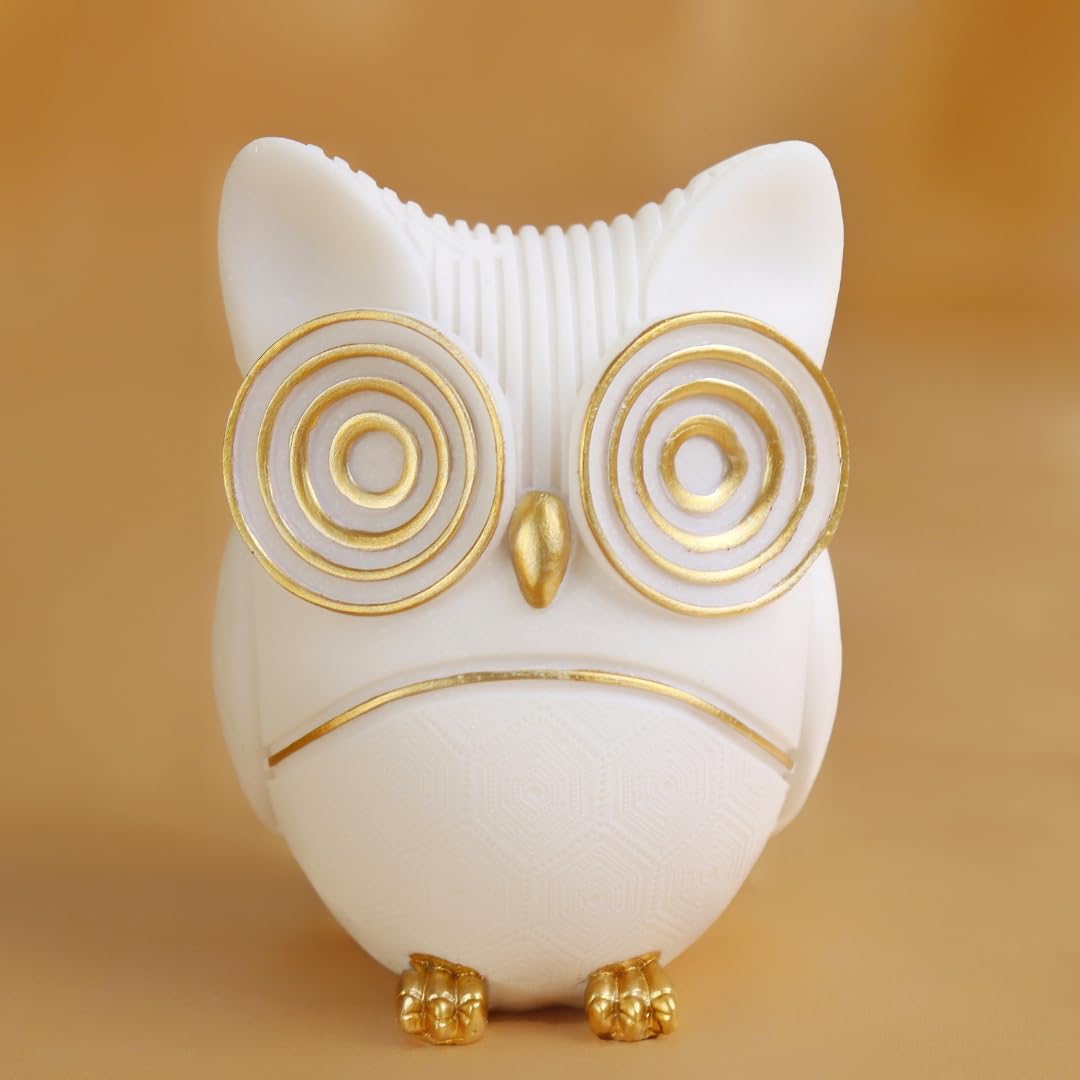 White Owl Statue for Good Luck - 3.5 Inch