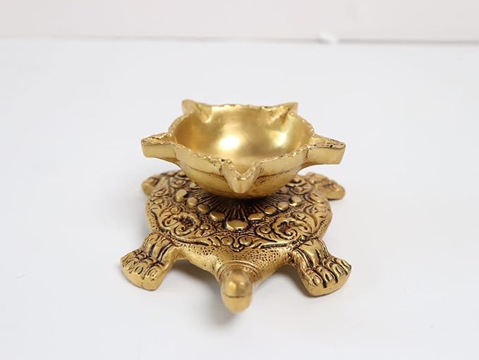 Tortoise Oil Lamp Diya (Brass) 5.5 Inch