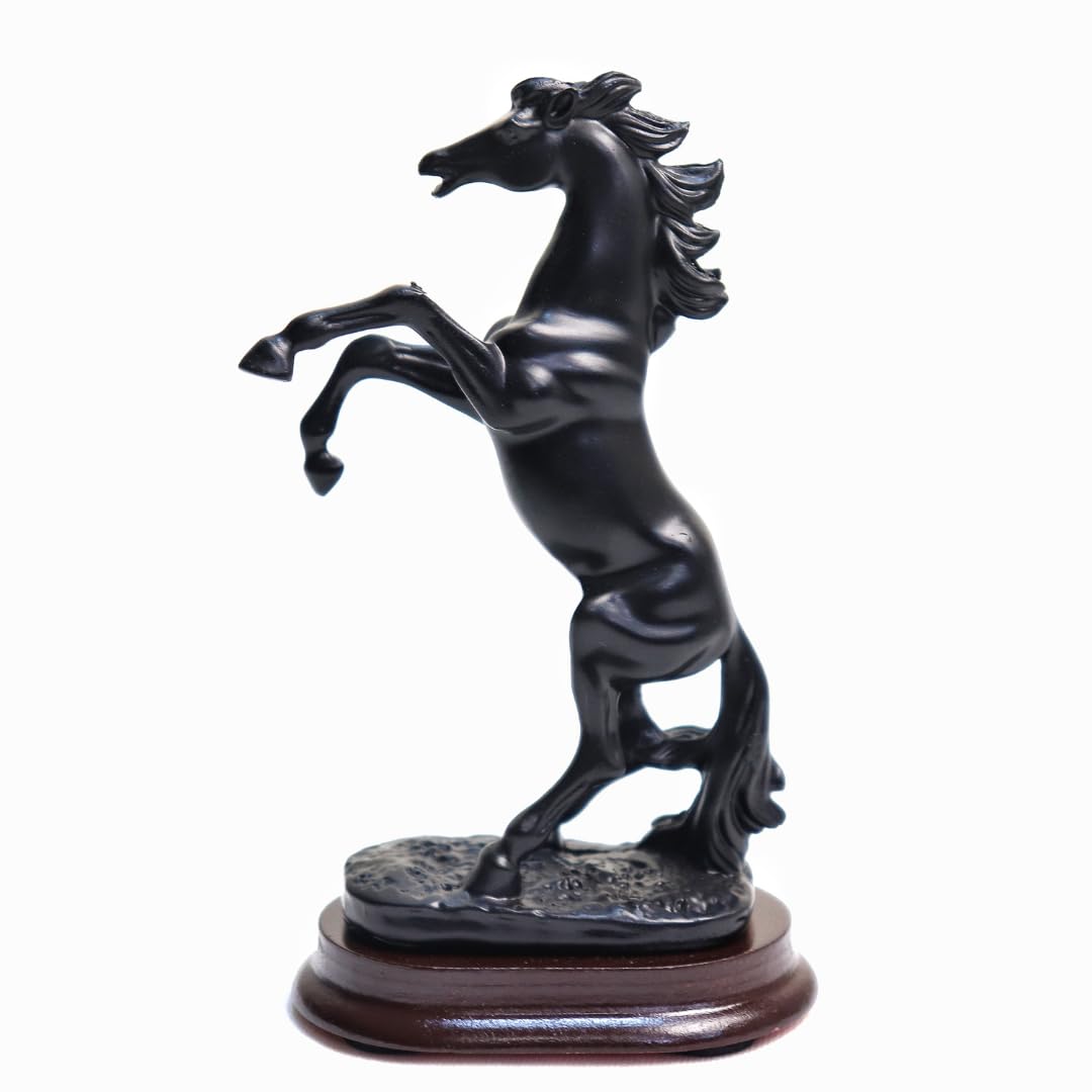 Horse with Uplifted Legs | 4.5 Inch | Showpiece for Home Decor | Statue | | Black | Feng Shui Items