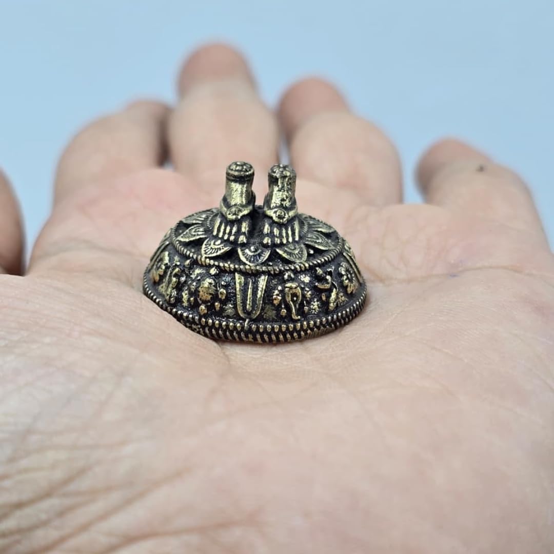 Brass Balaji Charan Paduka Miniature | 1 Inch | Small Tirupati Balaji Padam |
