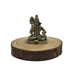 Small Brass Meditating Bholenath Murti | 1 Inch | Minature Lord Shiva | Trishul with Damru for Car Dashboard |