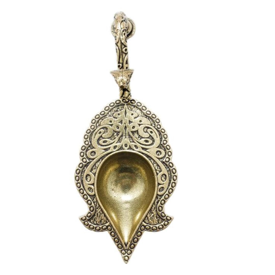 Brass Aarti Diya with Handle - 4.5 Inch