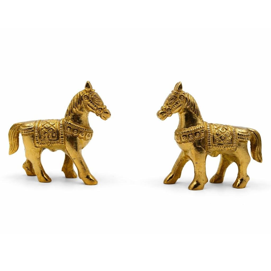 Brass Horse Pair Statue for Home Decor | 2.5 Inch |