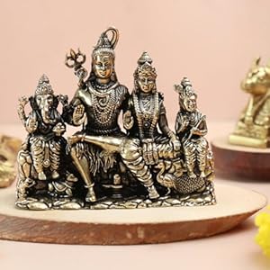 Brass Shiv Parivar Murti for Home Puja - 4 Inch