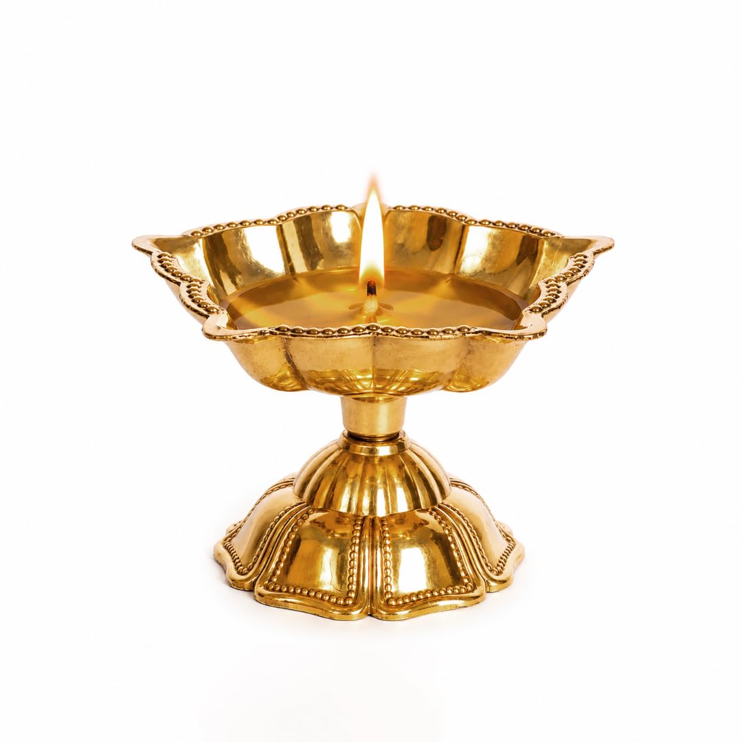 Brass Pooja Diya | 2.5 Inch | Pack of 2 | Kuthu Vilakku | Home Temple | Diwali |