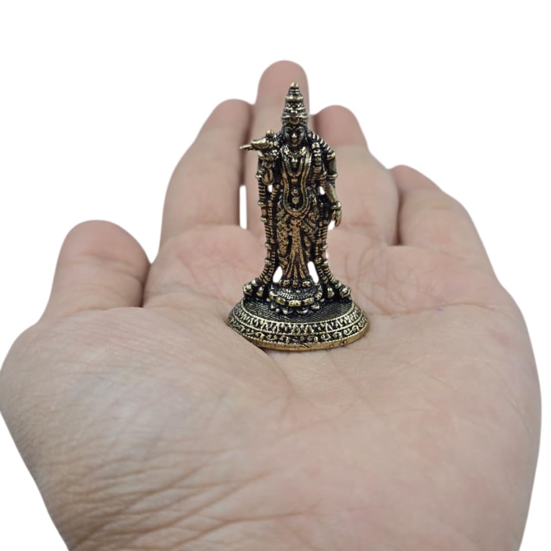 Brass Meenakshi Amman Idol | 1.5 Inch | Small Maa Madurai Amman Murti |Tamil | Temple | Miniature |