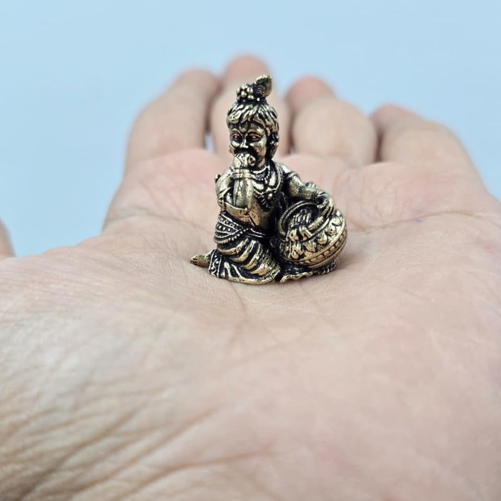 Brass Bal Krishna Idol | 1 Inch | Miniature Murti | | Statue Collectible Idol | For Gift | Home Decor | Item |