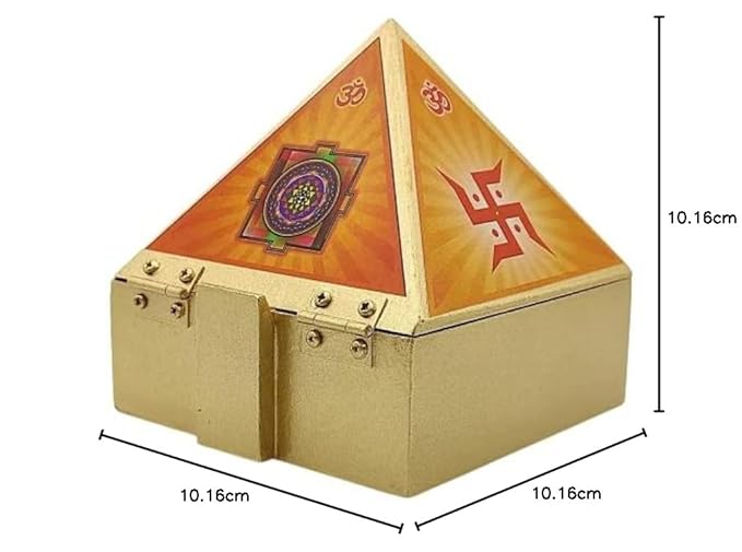 Vastu Wooden Pyramid Wish Cash Reiki Box with Yantra Stickers