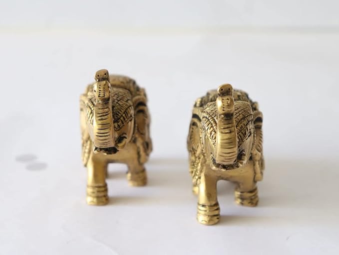 Brass Trunk Up Elephant Pair - 3inch - Pack of 2