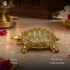 Pure Brass Tortoise for Vastu | 3.5 Inch | Golden Feng Shui Turtle Idol for Wealth, Prosperity & Good Luck