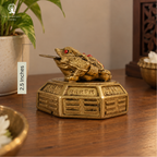 Feng Shui Frog with Coin in Mouth | 2.5 Inch | 3 Legged | Resin Antique Golden |