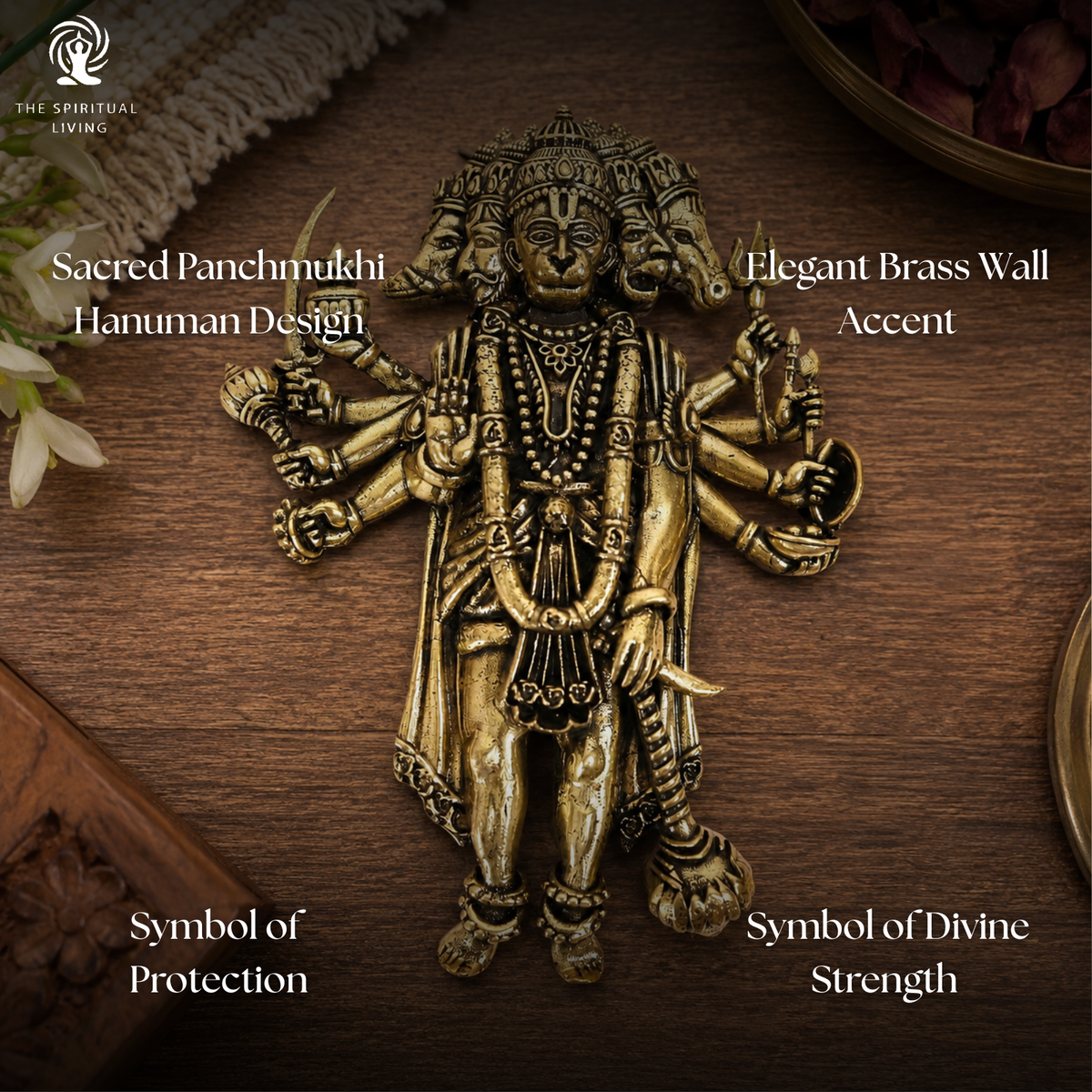 Brass Panchmukhi Hanuman for Door Entrance - 4 Inch