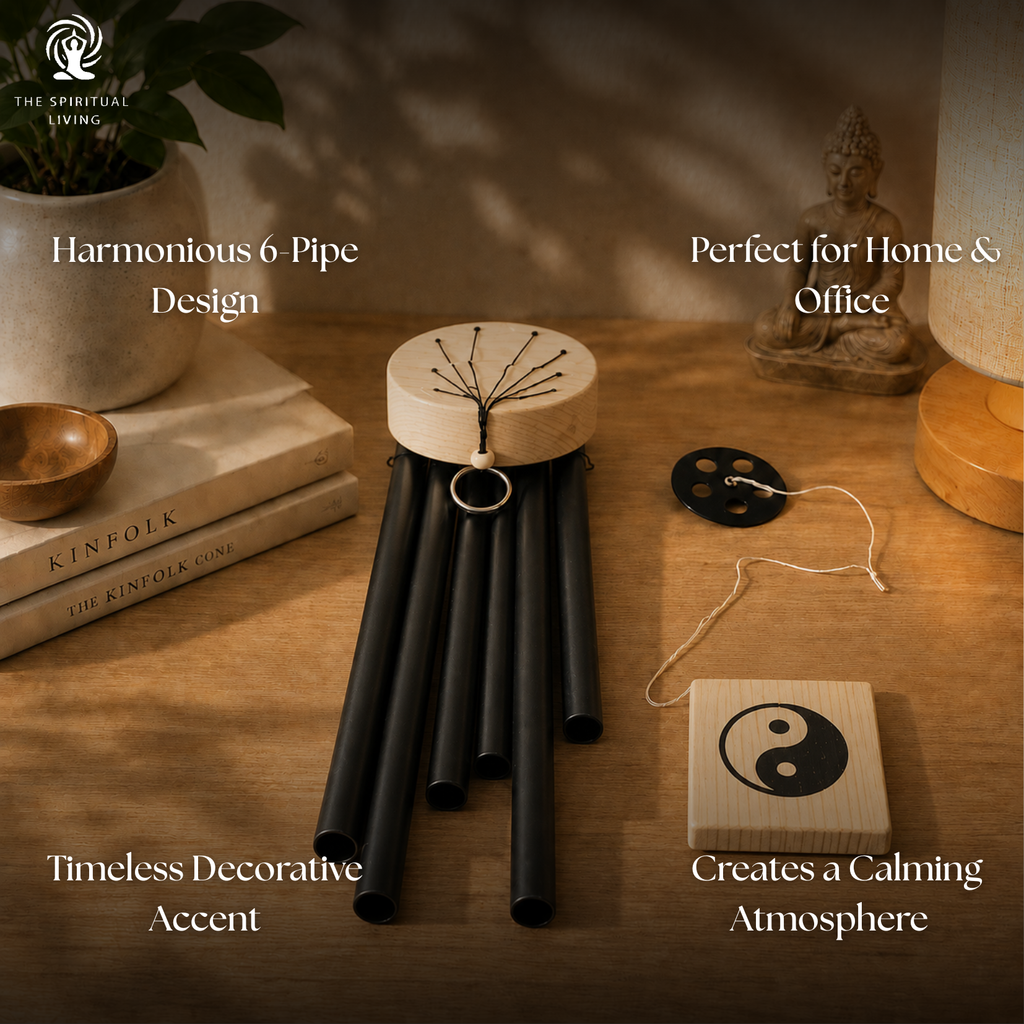 Black & Beige Windchimes - 6 Pipes