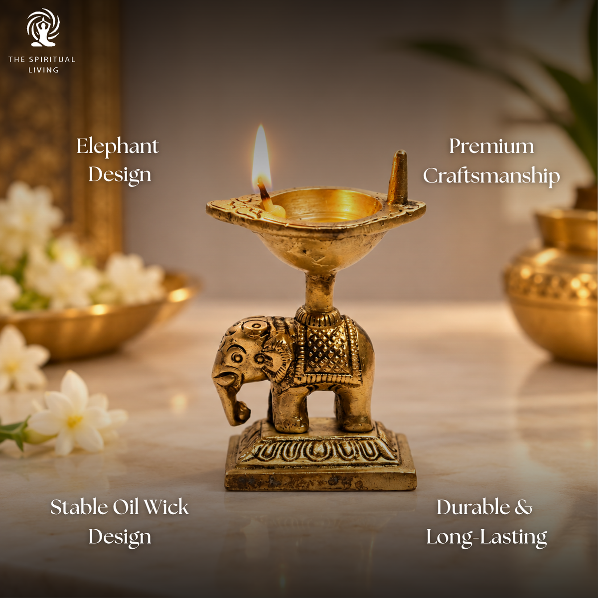 Elephant Diya Brass | 3 Inch | Pital Ka Dipak | Deepam Kundulu | Diwali | Home and Office |