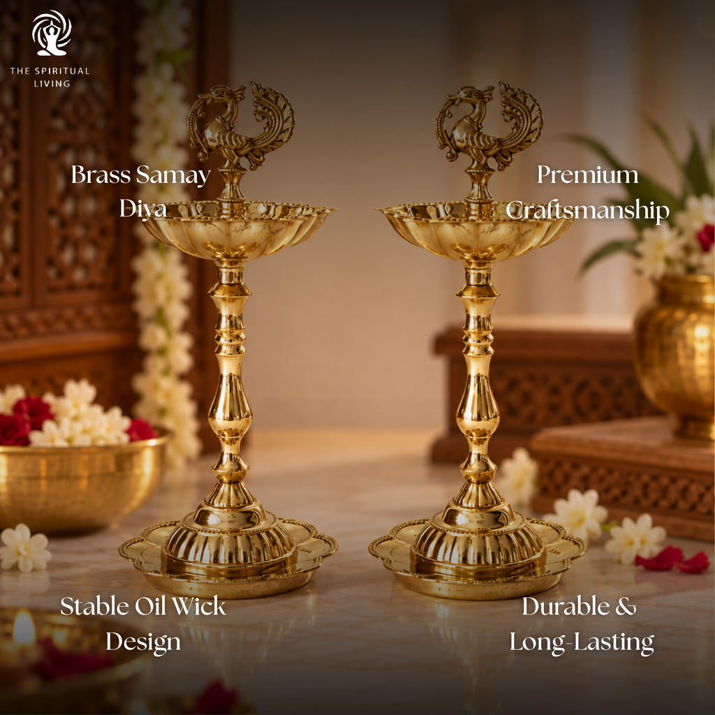 Brass Samay Diya - 8 Inch - 2 pcs Set