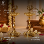 Brass Samay Diya - 8 Inch - 2 pcs Set
