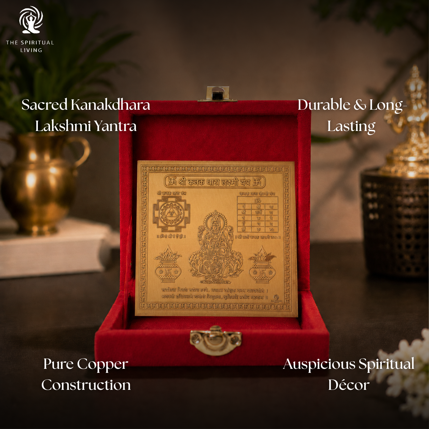Copper Kanakdhara Laxmi Yantra | 4 Inch | कनकधारा लक्ष्मी यंत्र | Cash Boxes - Offices | Temples | Work Desks |