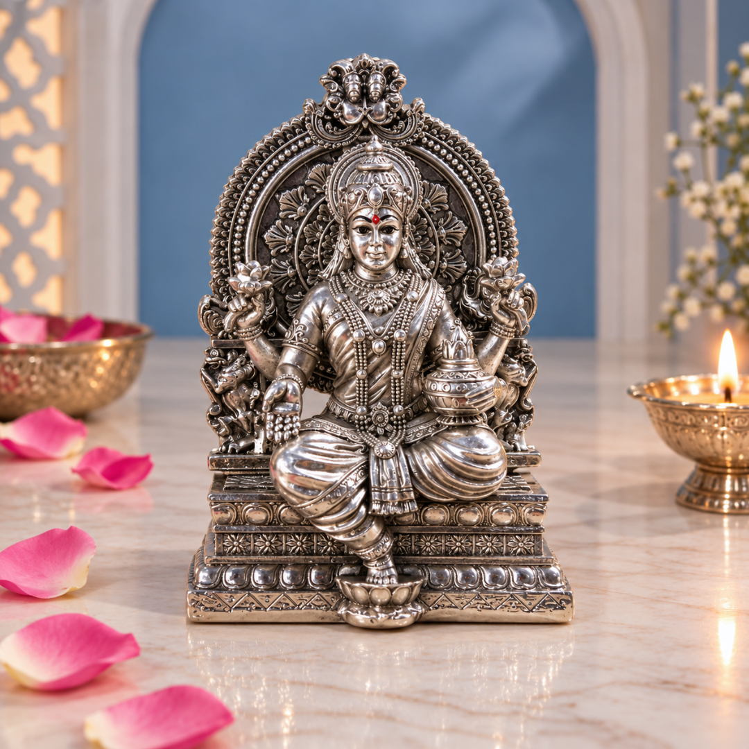 999 Pure Silver Plated Lakshmi Idol | 4 Inch