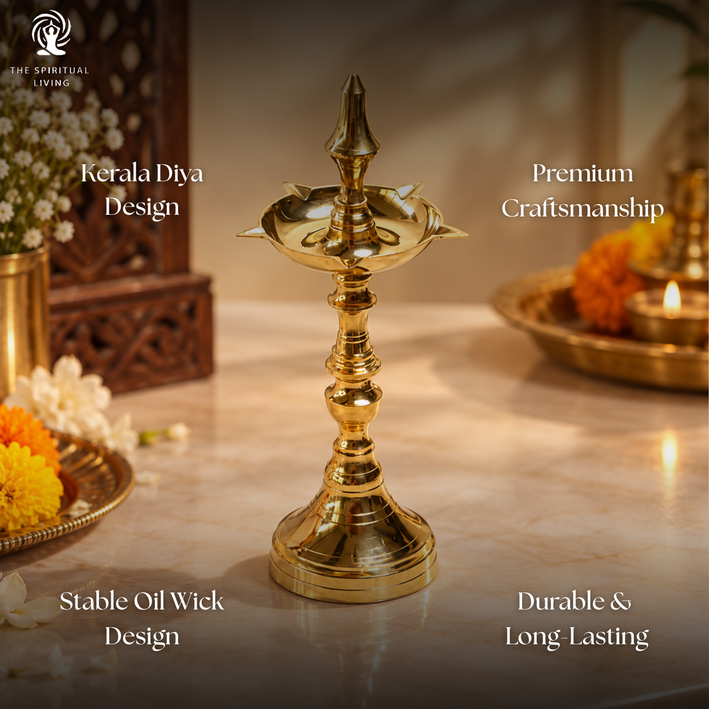 Pure Brass Diya Kerala |  9 Inche | Kuthu Vilakku | Diwali Gift Items | Home and Office |