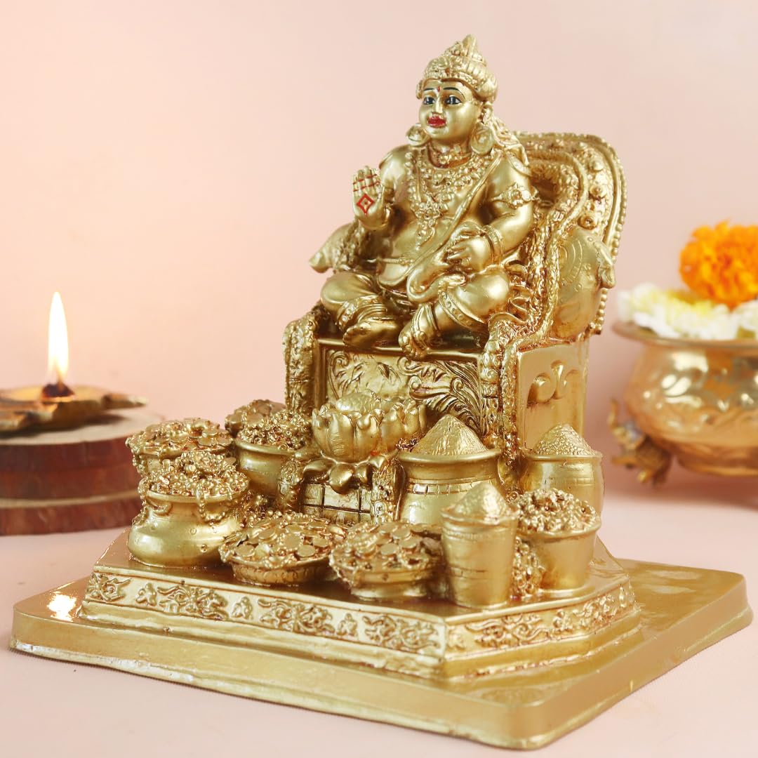 Resin Kuber Ji Ki Murti | 8 Inch | Kubera Idol |
