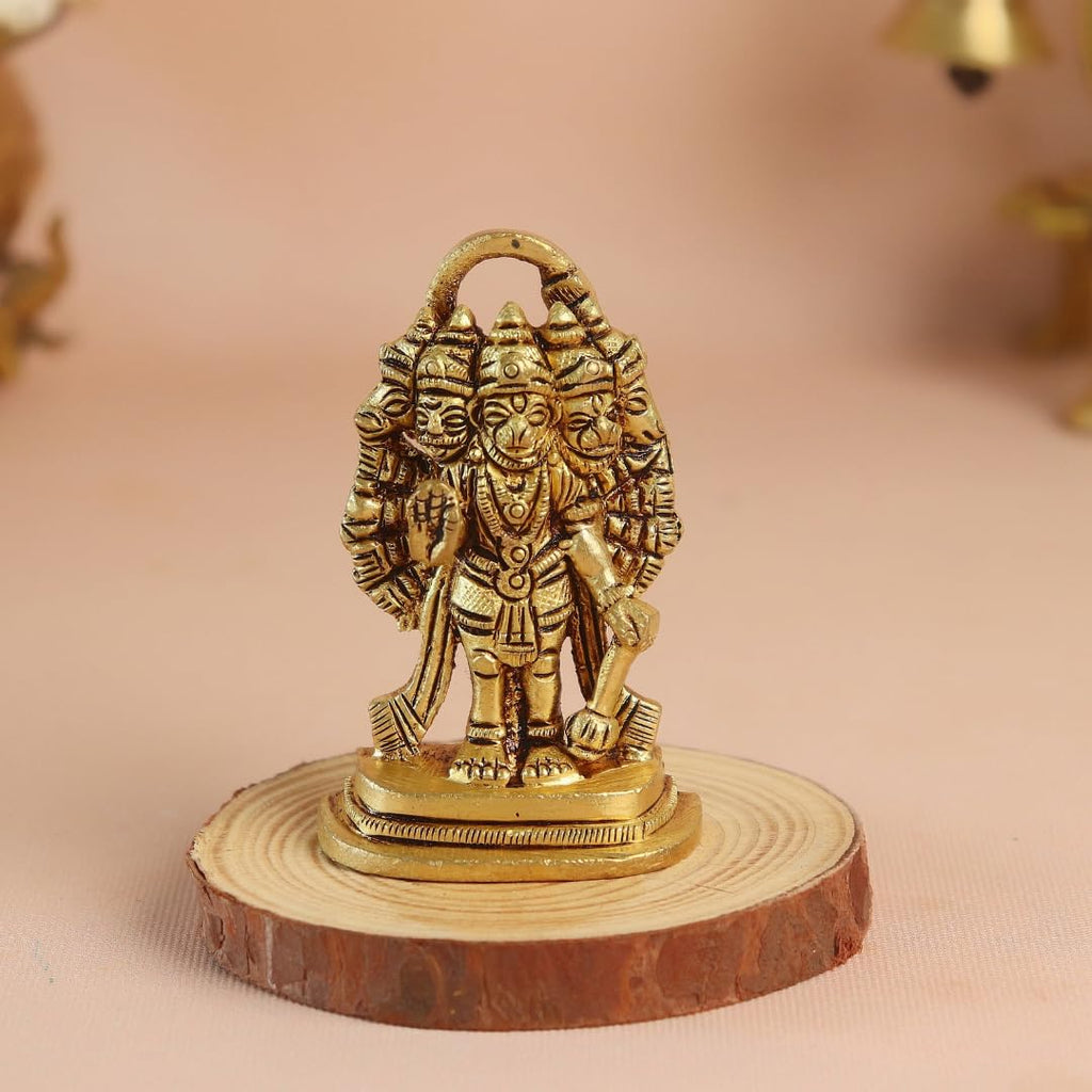 Brass Panchmukhi Hanuman Idol | 2.5 Inch | Vastu | Protection from Evil Eye | Statue |