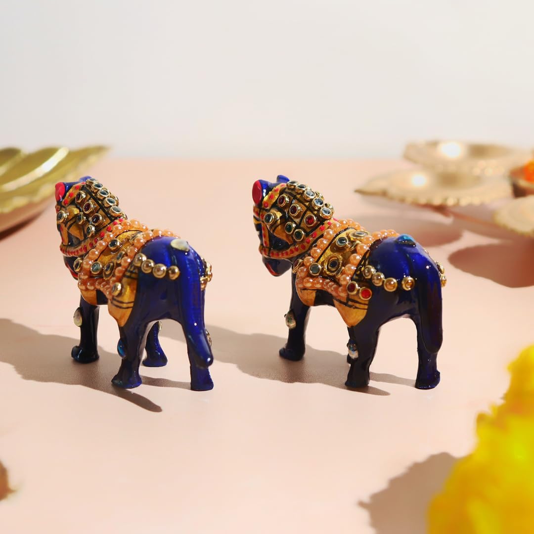 Meenakari Small Horse Animal Figurine - 2.5 Inch - 2 PCS