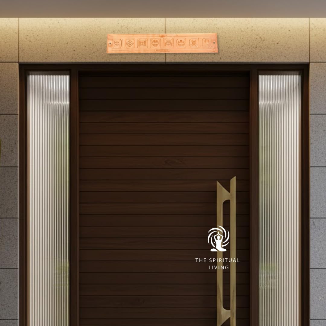 Copper Ashtamangal Frame | 11 Inch | Jain Door | Ashtamangala |  Copper Patti for Vastu | Eight Auspicious Symbols |