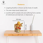 Laughing Buddha with Coin Chain and Wealth Pot in Hand - 5 Inch