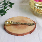 Traditional Brass Ghee Spoon | 4.5 Inch | for Hawan | Pooja Samagri | Charnamrit | Anchmani |