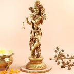 Lord Shri Krishna Playing Flute Standing Statue | 11.5 Inch | Basuri | Murti for Home Temple - Mandir |