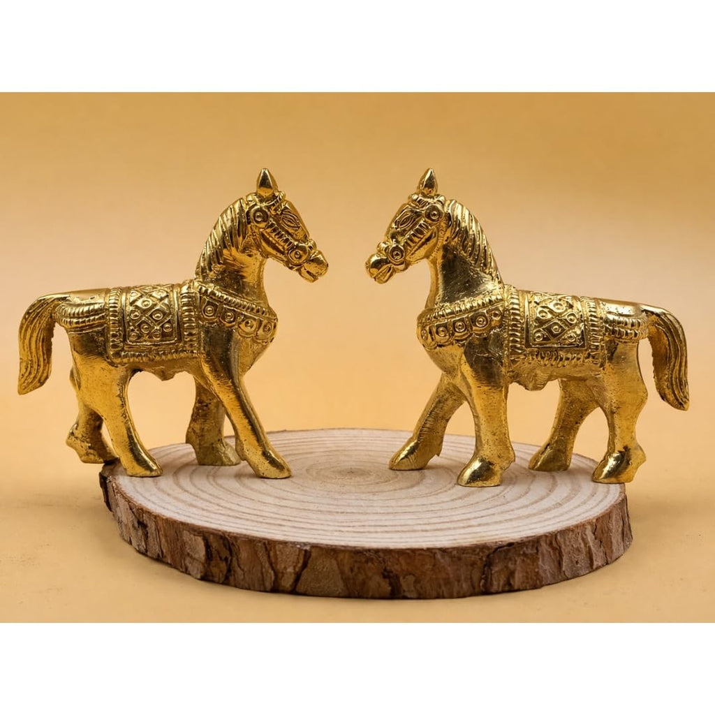 Brass Horse Pair Statue for Home Decor | 2.5 Inch |