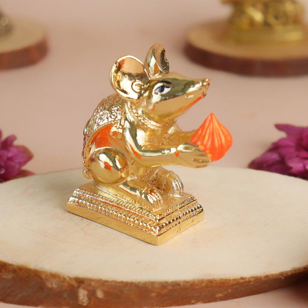 Moshak Idol | 2.25 Inch | Rat for Ganesh Ji - Ganpati | Chaturthi Decoration | Festive Decor |