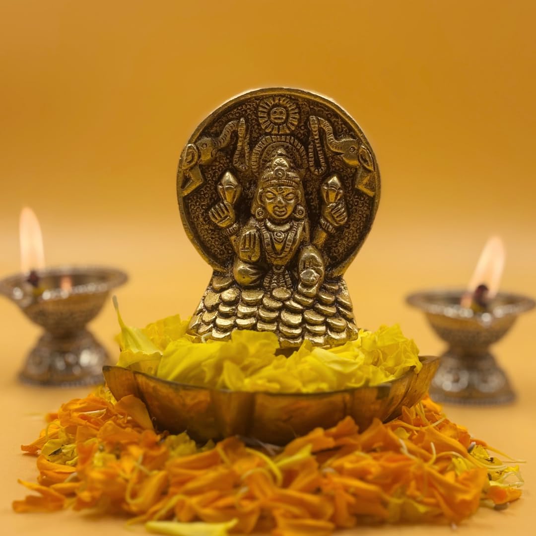 Brass Lakshmi Sitting On Coin Base | 2.5 Inch | Laxmi Idol |