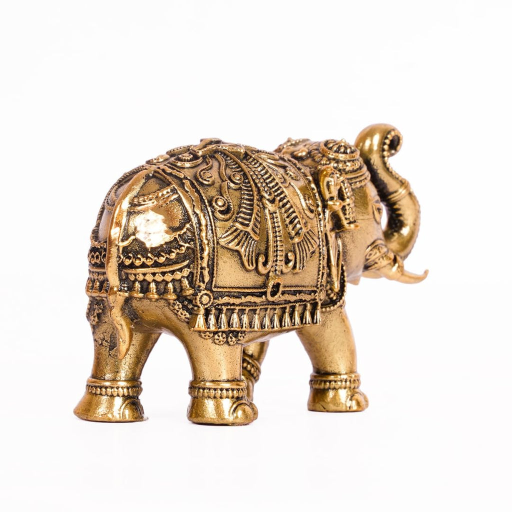 Brass Elephant Statue for Good Luck | Pack of 2 | Showpiece for Home Decor Living Room |Feng Shui |
