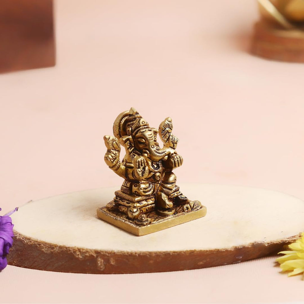 Brass Ganpati Idol for Home | 2 Inch | Ganesha Idol for Car | Home Decor | | Pital | Ganesh Ji Ki Murti | गणपति बप्पा मोरया |