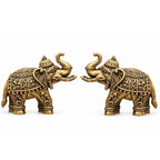 Brass Appu Elephant Statue for Good Luck | 2.5 Inch | Pack of 2 |Diwali Gift | Dhanteras Special | Temple Decor | Housewarming |