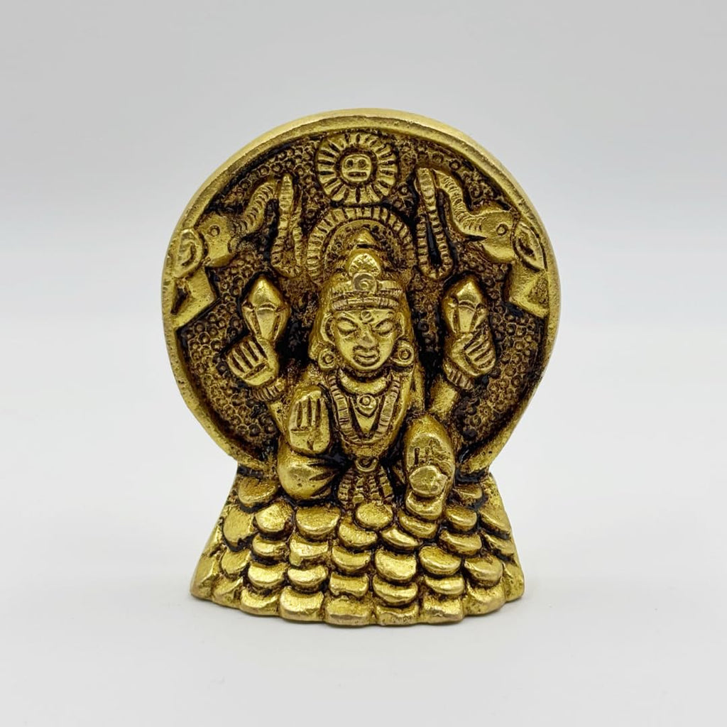 Brass Lakshmi Sitting On Coin Base | 2.5 Inch | Laxmi Idol |