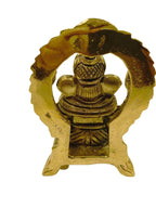 Brass Gold Lord Ganesh Ji Idol with Singhsan - 3 Inches