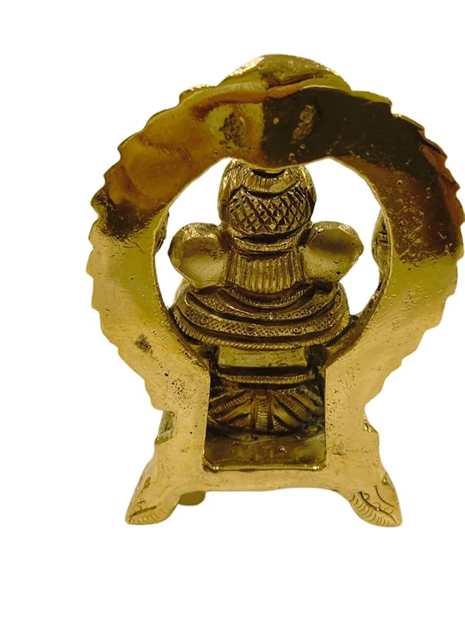 Brass Gold Lord Ganesh Ji Idol with Singhsan - 3 Inches