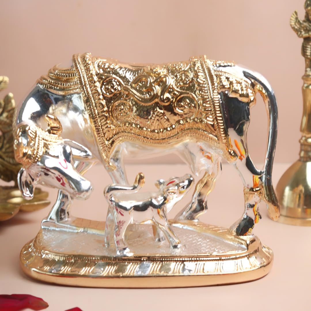 Kamdhenu Cow with Calf Idol - 5 Inch
